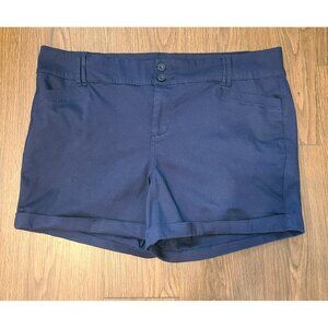 TORRID Womens Navy Blue Shorts Bermuda Chino Rolled Cuffs Front & Back Pockets s